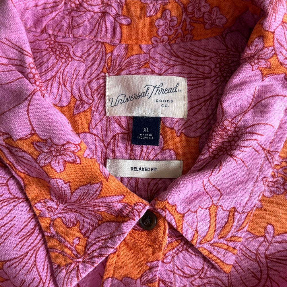 Universal Thread Pink & Orange Floral Button-Down Shirt - Picture 8 of 9
